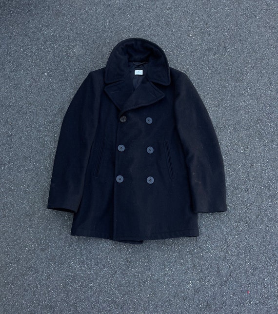 Vintage 1980s USN Double Breasted Wool Peacoat S … - image 1