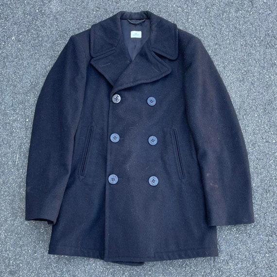 Vintage 1980s USN Double Breasted Wool Peacoat S … - image 2