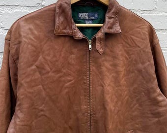 ジャケット・アウター 90s Polo Ralph Lauren Brown Leather jkt Vintage 90s Polo Ralph Lauren Cowhide Leather Biker Jacket
