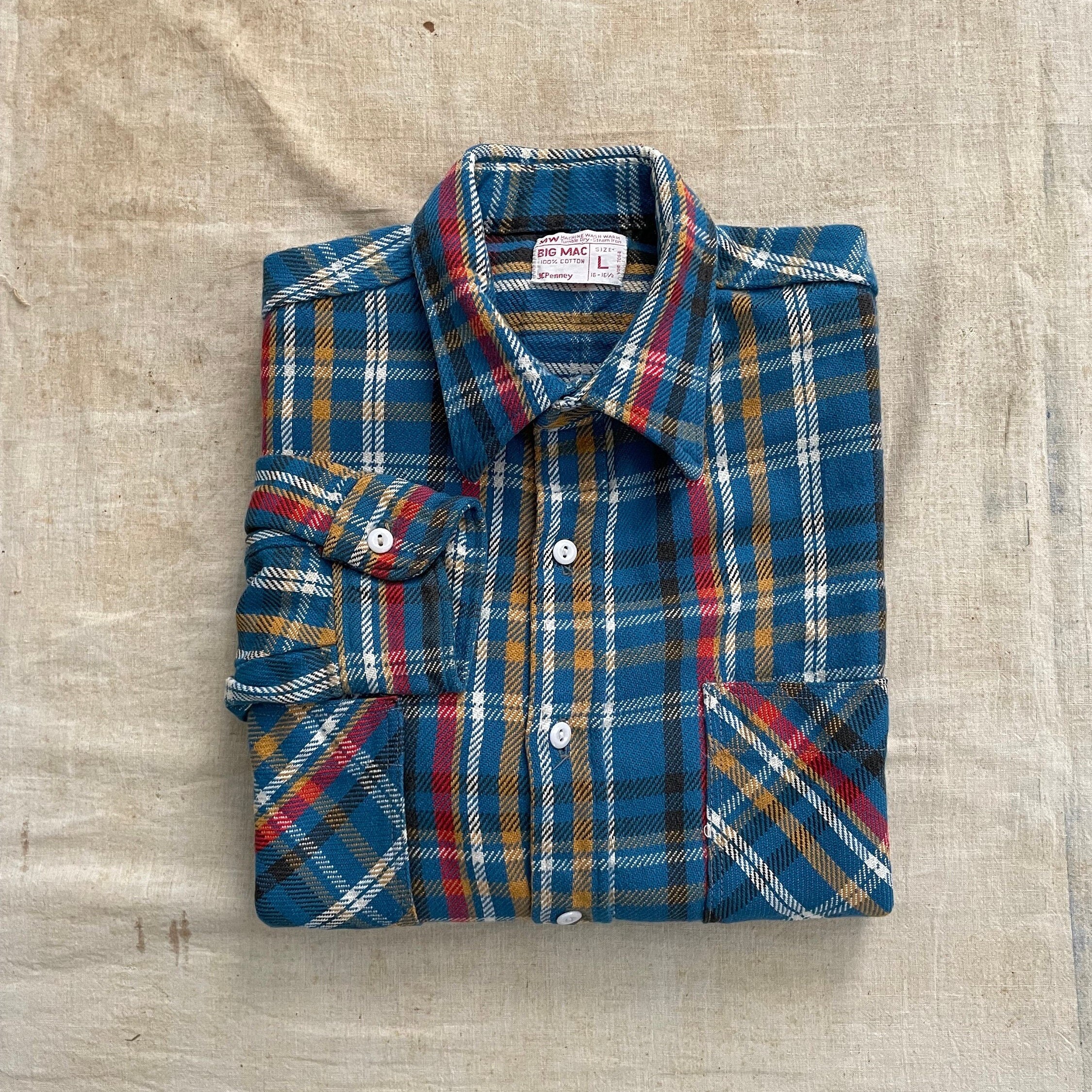 Vintage 1960s 70s Big Mac Cotton Flannel Shirt L - Etsy