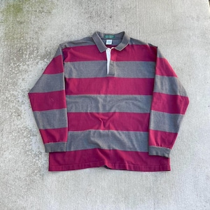 Vintage 1990s Burgundy Striped Rugby Shirt XL