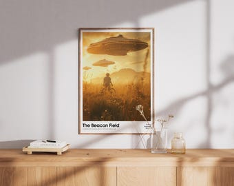 Vintage Sci-Fi Poster Print, Retro Alien Beacon Wandkunst (Digitaler Download)