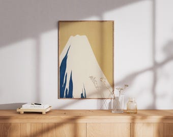 Mountain Japandi Art Print, Minimalist Neutral Landscape Wall Art (Digital Download)