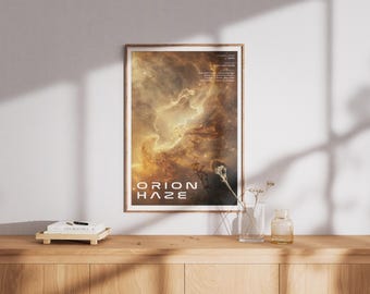 オリオン星雲のウォールアート（印刷可能） - 黄金の銀河ポスター、温かみのある宇宙空間プリント（デジタルダウンロード）