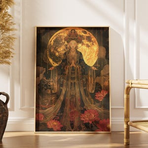 Kuan yin wall art, Kuan yin goddess, Guan yin bodhisattva, Guan yin buddha, Kuan yin print, Kuan yin art, Digital Download