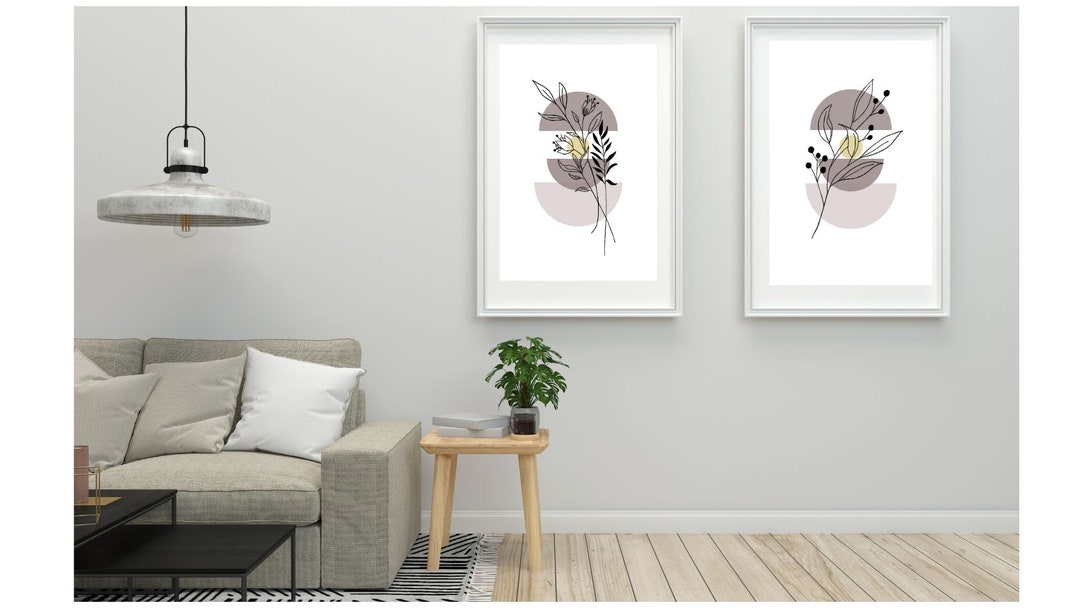 Printable Wall Art Set Boho Style, Minimal Modern Prints Best for Your ...