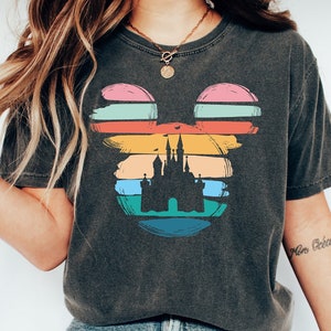 Disney Mickey Minnie Castle Shirt, Disney Sunset Colors Castle Shirt, Disney Mickey Shirt, Disneyland Shirt, Family Vacation Shirt