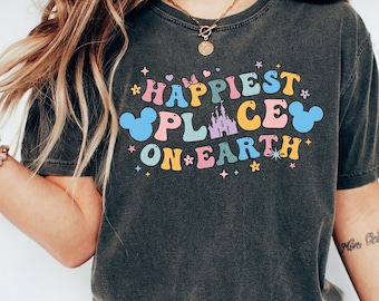 Happiest Place On Earth T-shirt, Disney Ears Tee, Matching Family Shirts, Retro Vacation Shirts, Magic Kingdom Tee, Magical Place Shirt