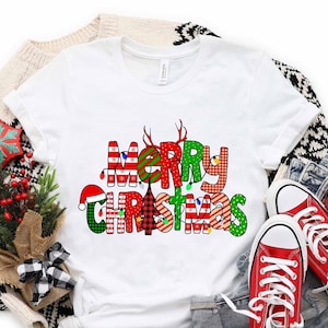 Colorful Merry Christmas Shirt, Merry Christmas Shirt, Christmas T-shirt, Christmas Family Shirt, Christmas Gift, Holiday Gift, Santa Shirt