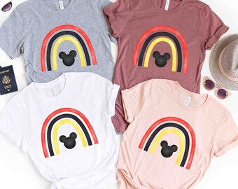 Disney Watercolor Rainbow Mickey Head T-Shirt, Disney Rainbow Shirt, Disney Family Matching Shirt, Retro Disneyworld Shirt, Disneyland Shirt