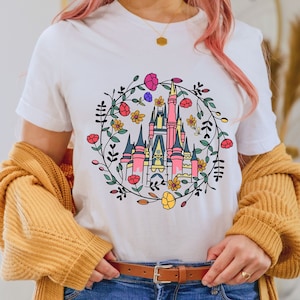 Disney Castle Floral Shirt, Magic Kingdom Castle Shirt, Princess Castle Shirt, Magic Kingdom Floral Spring Shirt,Magical Vacation Tee,Disney