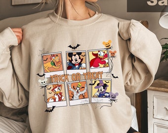 Vintage Trick or Treat Sweatshirt, Mickey Halloween Shirt, Disney Halloween Matching Shirt, Disney Family Shirt, Mickey Minnie and Friends
