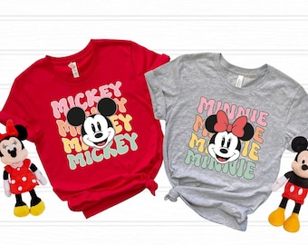 Cute Minnie Mickey Couple T-Shirts, Matching Shirts, Disneyworld Tees, Custom Trendy Couple Shirts, Disney Trip Shirt, Vintage Minnie Mickey