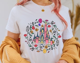 Disney Castle Floral Shirt, Magic Kingdom Castle Shirt, Princess Castle Shirt, Magic Kingdom Floral Spring Shirt,Magical Vacation Tee,Disney