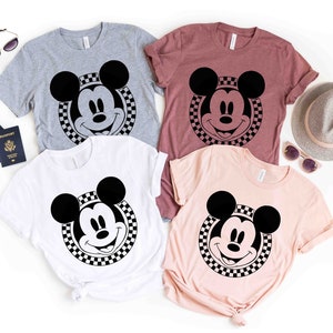 Disney Mickey Mouse Checkerboard Circle T-shirt, Mickey Checkered Shirt, Retro Disney Shirts, Mickey Shirt, Vintage Disney Tee, Disneyworld