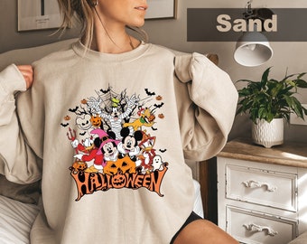 Retro Disneyland Halloween Sweatshirt, Disneyworld Halloween Shirt, Mickey and Friends Sweatshirt, Disney Trip Tee, Spooky Season Shirt