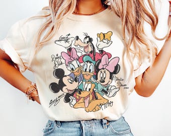 Retro Mickey and Friends Signatures Shirt, Magical Shirt, Disney Characters Tee, Disney Mouse Head Tee, Mickey & Co Gift, Disney Tee