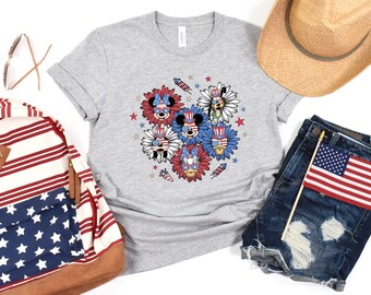 Disney 4th Of July Shirt, Mickey And Friends Independence Day Shirt, Disney Patriotic, Disney Flowers 4th of July, Disney Family Shirt