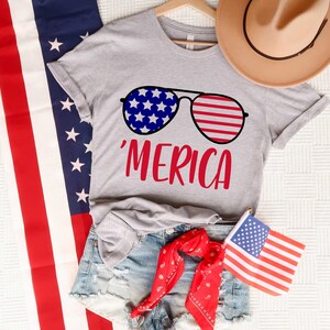 Merica Glasses T-Shirt, America Shirt, July 4th Shirt, 4th of July Shirt, Independence Day Shirt, Fourth Of July Shirt, American Flag tshirt