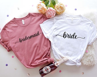Bride and Bridesmaid T-Shirts, Bachelorette Party Shirts, Team Bride Shirts, Bridesmaid Shirts, Bridal Party Shirt, Bride Shirt, Bridal Gift