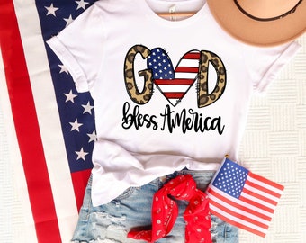 4th of July God Bless America T-Shirt, 4th of July Shirt, Independence Day Gift Shirt, American Flag Patriotic tshirt, 4th of July Gift tee