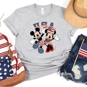 4th of July Disney Shirt, USA Flag Disney Mickey&Minnie Shirt, Mickey Minnie Matching Family 4th of July T-Shirt, 4th Of July Shirt