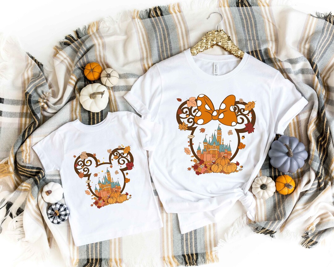 Fall Minnie Mickey Ear Shirt, Disney Fall Couple Tee, Cute Fall Disney ...