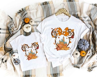 Fall Minnie Mickey Ear Shirt, Disney Fall Couple Tee, Cute Fall Disney Mickey Shirt, Fall Disney Vacation, Disney Fall Shirt,Minnie Fall Tee