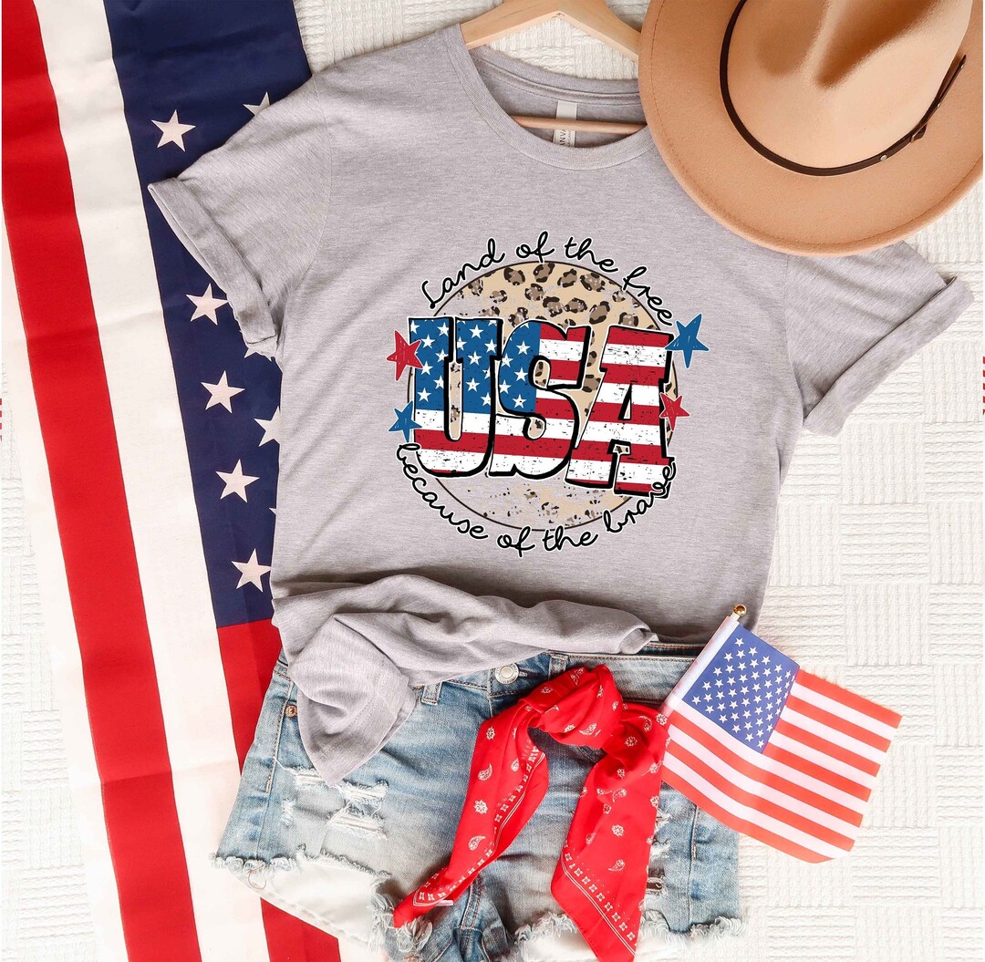 USA Land of the Free Because of the Brave T-shirt, Independence Day ...