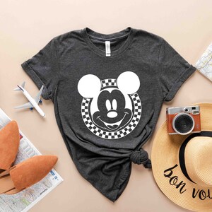 Disney Mickey Mouse Checkerboard Circle T-shirt, Mickey Checkered Shirt, Retro Disney Shirts, Mickey Shirt, Vintage Disney Tee, Disneyworld image 3