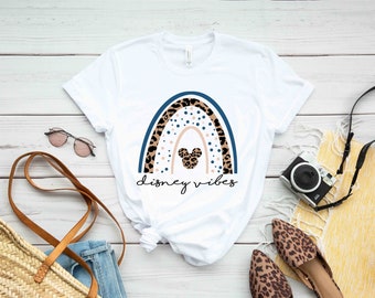 Rainbow Leopard Mickey Head Disney Vibes T-Shirt, Mickey Ears T-Shirt, Disneyland Shirt, Going to Disneyworld Shirts, Women Disney Shirt