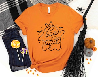 Bootiful Cute Halloween T-Shirt, Funny Halloween Shirt, Halloween Shirt, Halloween Boo Tee, Ghost Shirt, Family Toddler Kids Halloween Shirt