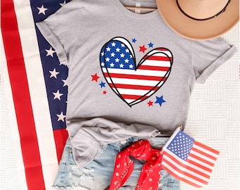 American Flag Heart 4th of July T-shirt, American Flag T-Shirt, USA Memorial Day shirt, Patriotic T-Shirt, 4th of July shirts, America Shirt