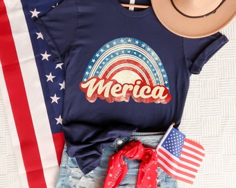 Retro Merica 4th of July T-Shirt, America Shirt, July 4th Shirt, Independence Day Shirt, Fourth Of July Shirt, American Flag tshirt, USA tee