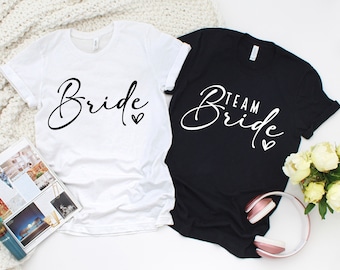 Bride and Team Bride T-Shirts, Bride Shirt, Team Bride Shirts, Bride Squad Shirts, Bridesmaid Shirts, Bachelorette Shirt, Bridal Party Shirt