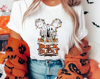 Disney Halloween Shirt, Mickey And Minnie Trick Or Treat Halloween Shirt, Halloween Party Tee, Mickey Halloween Shirt, Trick or Treat Shirt