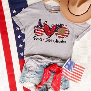 Peace Love America T-Shirt, 4th of July Shirt, Independence Day Shirt, American Flag Patriotic t-shirt, 4th of July Gift shirt,Freedom shirt
