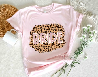 Bride Leopard T-Shirt, Bachelorette Party Bride Shirt, Honeymoon Tee, Engagement Tee, Leopard Print Bride, Leopard Bachelorette Bride Shirt