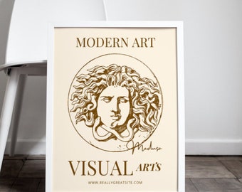 Cartel de arte de pared moderno marrón y beige / decoración digital e instantánea del hogar / diseño de arte de pared de lienzo de sala de estar imprimible / arte de pared neutral