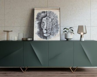 Street Lion Wall Art Canvas Print / Descarga digital e instantánea de arte de pared / Arte de pared imprimible y colgante para el hogar / Embellecimiento de la sala de estar