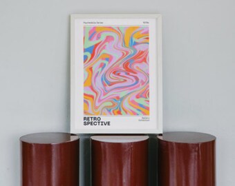 Cartel de arte de pared psicodélico pastel / Arte de pared de decoración del hogar colgante / Embellecimiento de la sala de estar / Descarga digital e instantánea