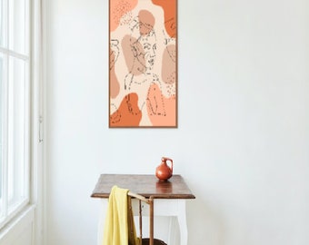 Beige terracota minimalista línea arte mujer pared arte cartel / Boho colgante decoración del hogar / descarga digital e instantánea mujer pared arte
