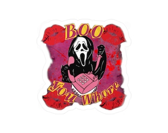 Horror Movie Quotes Kiss-Cut Vinyl Decals - Funny Gh*st Face Sticker, Scream Killer Halloween Decor, Scary Movie Lover Gift, Laptop