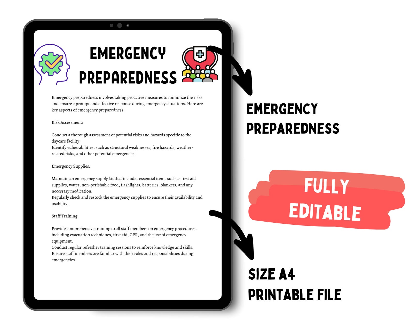 Daycare Emergency Plan, Childcare Emergency Plan Template, Emergency