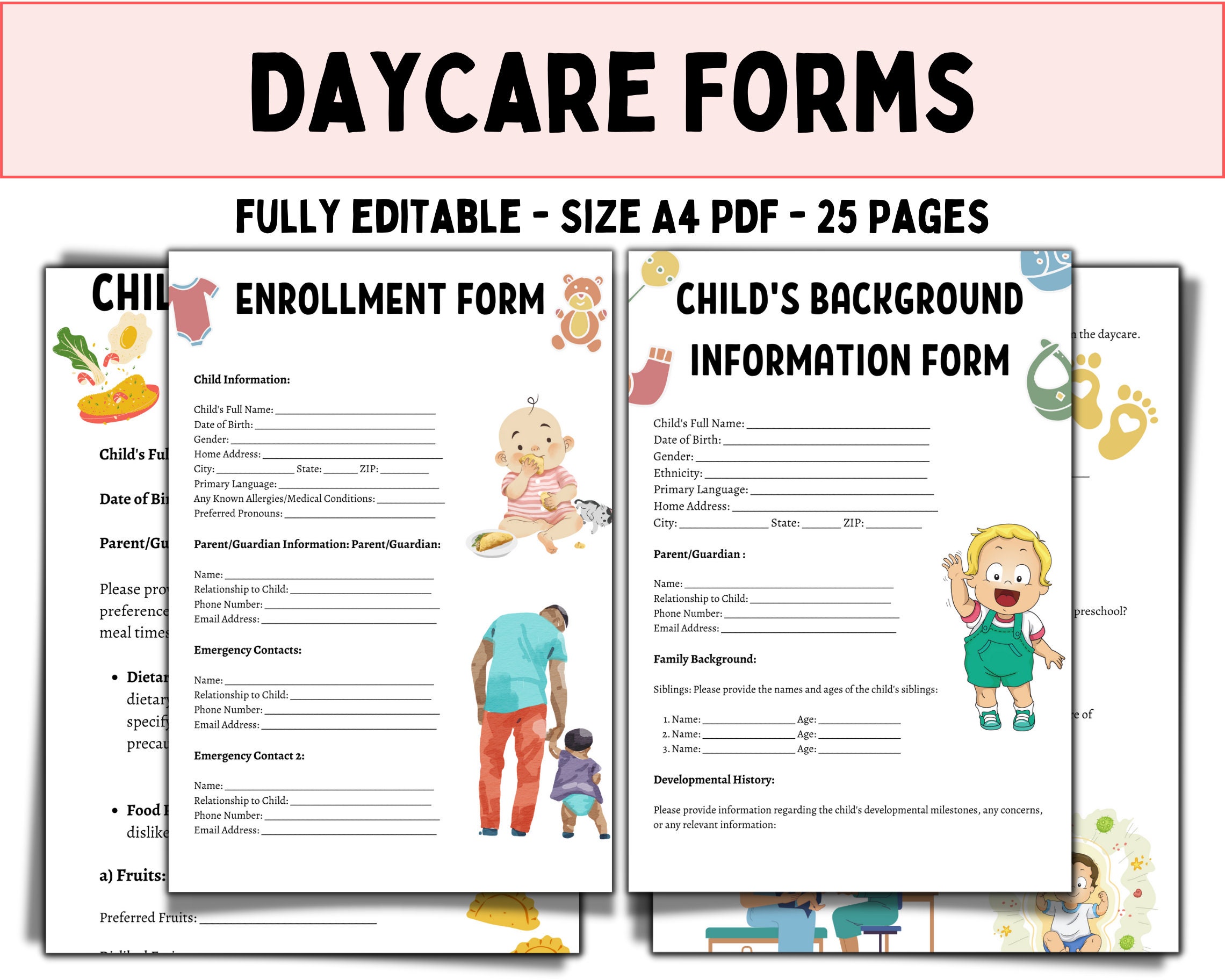 Daycare Forms Daycare Contract Daycare Starter Kit Etsy