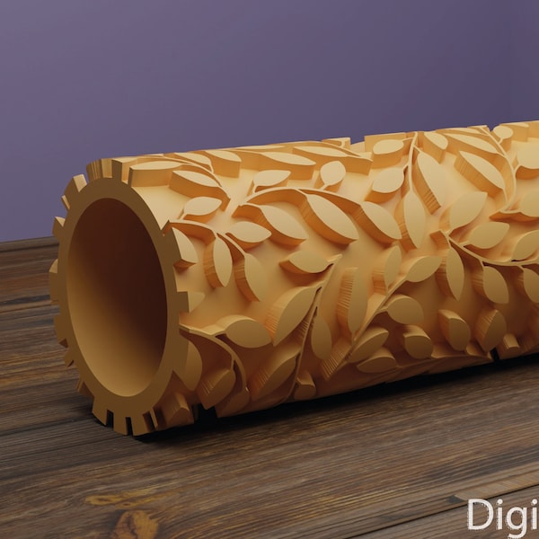 Texture roller, Leaves Nature pattern Seamless, Polymer clay texture, Digital STL file, Ceramic texture, Clay texture, 3D printing