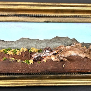 Porsche Rally scene. 1985, 911 rally car in gold frame. One of a kind wall artwork, Great gift for the car lover in your life.