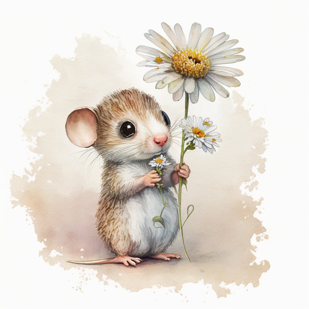 Mouse With a White Daisy 5 High Quality Pngs Digital Planner, Junk ...