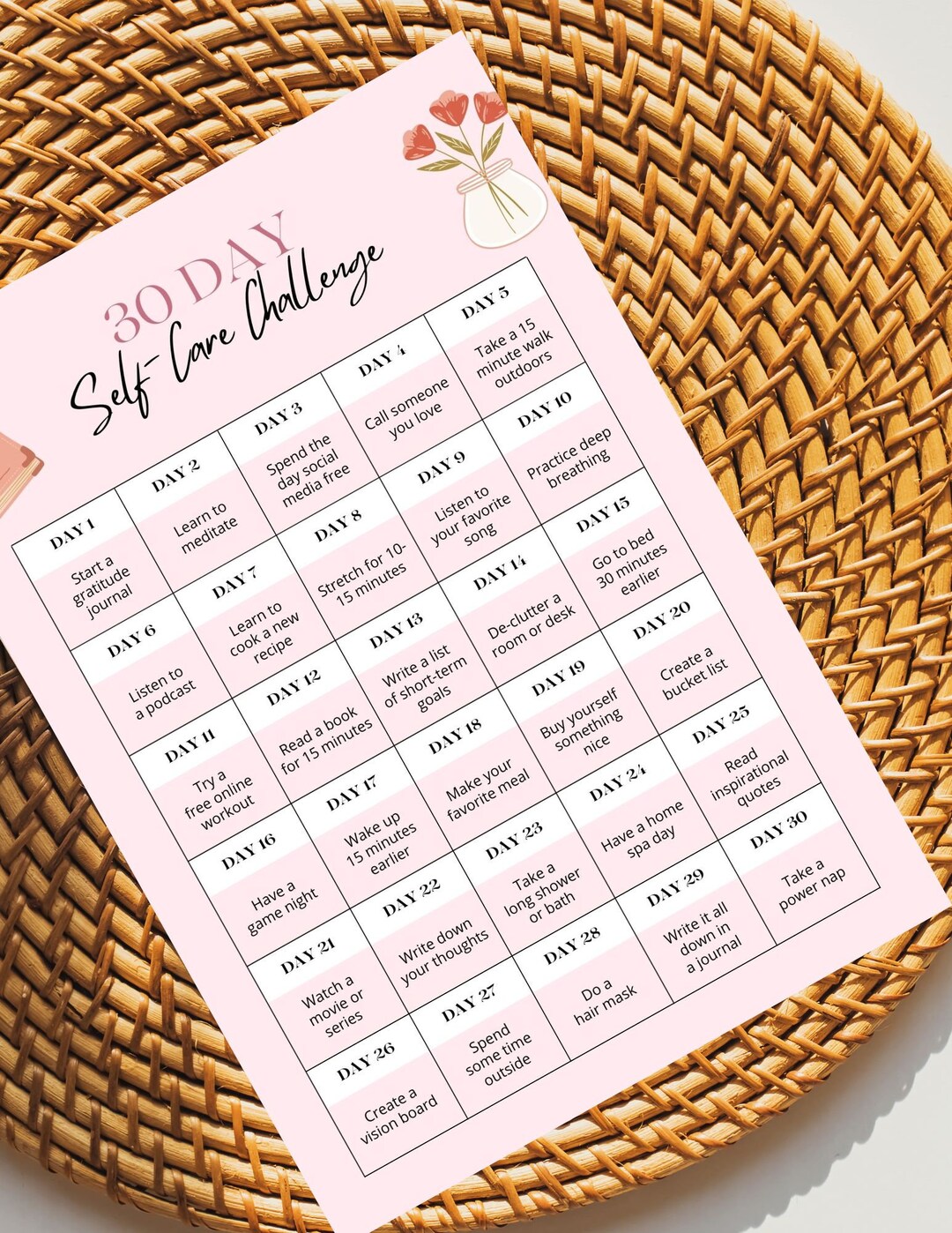 30 Days of Self Care Challenge Planner - Etsy