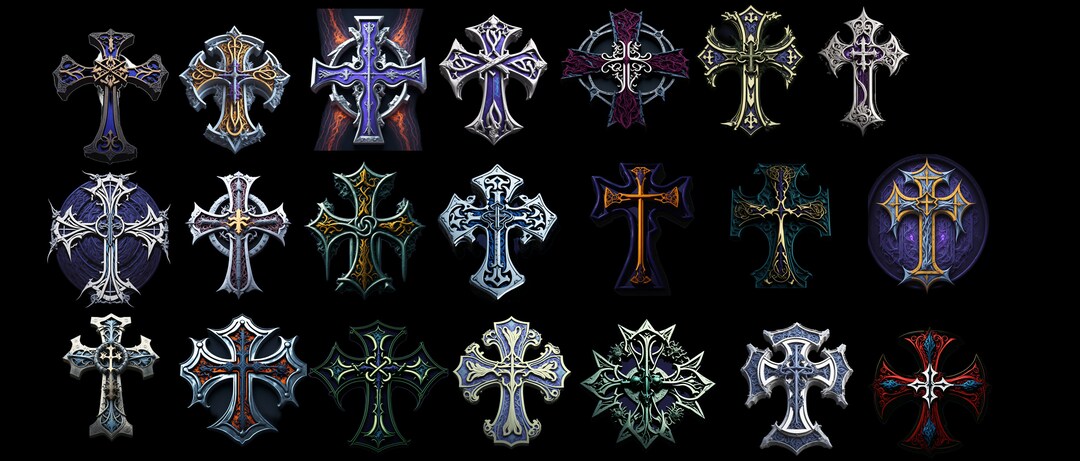 Gothic Cross Clip Art 21 Images Upscaled to 300dpi - Etsy